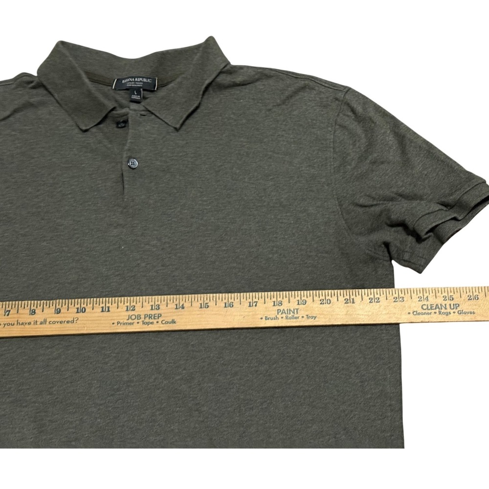 Banana Republic Luxury Touch Performance Polo Shirt Men L Olive Green Cotton A9 - Picture 4 of 6